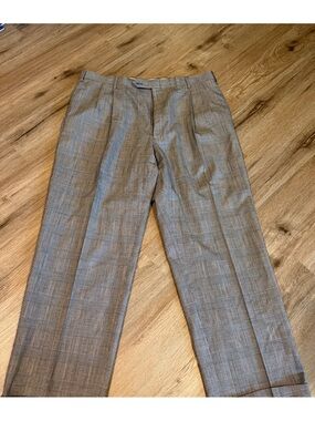 Jos. A. Bank Gray Wool Plaid Dress Pants